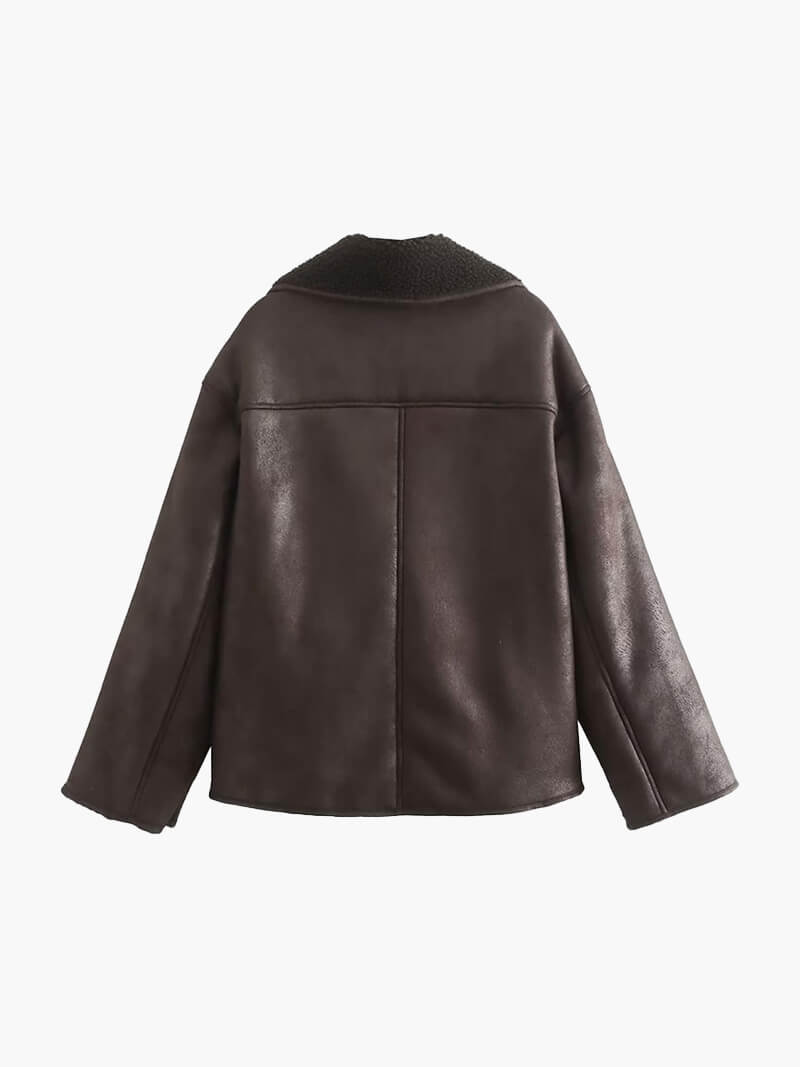 High-quality women's faux leather jacket.